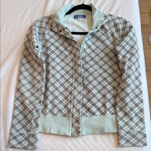Burberry Beige Plaid Bomber Jacket